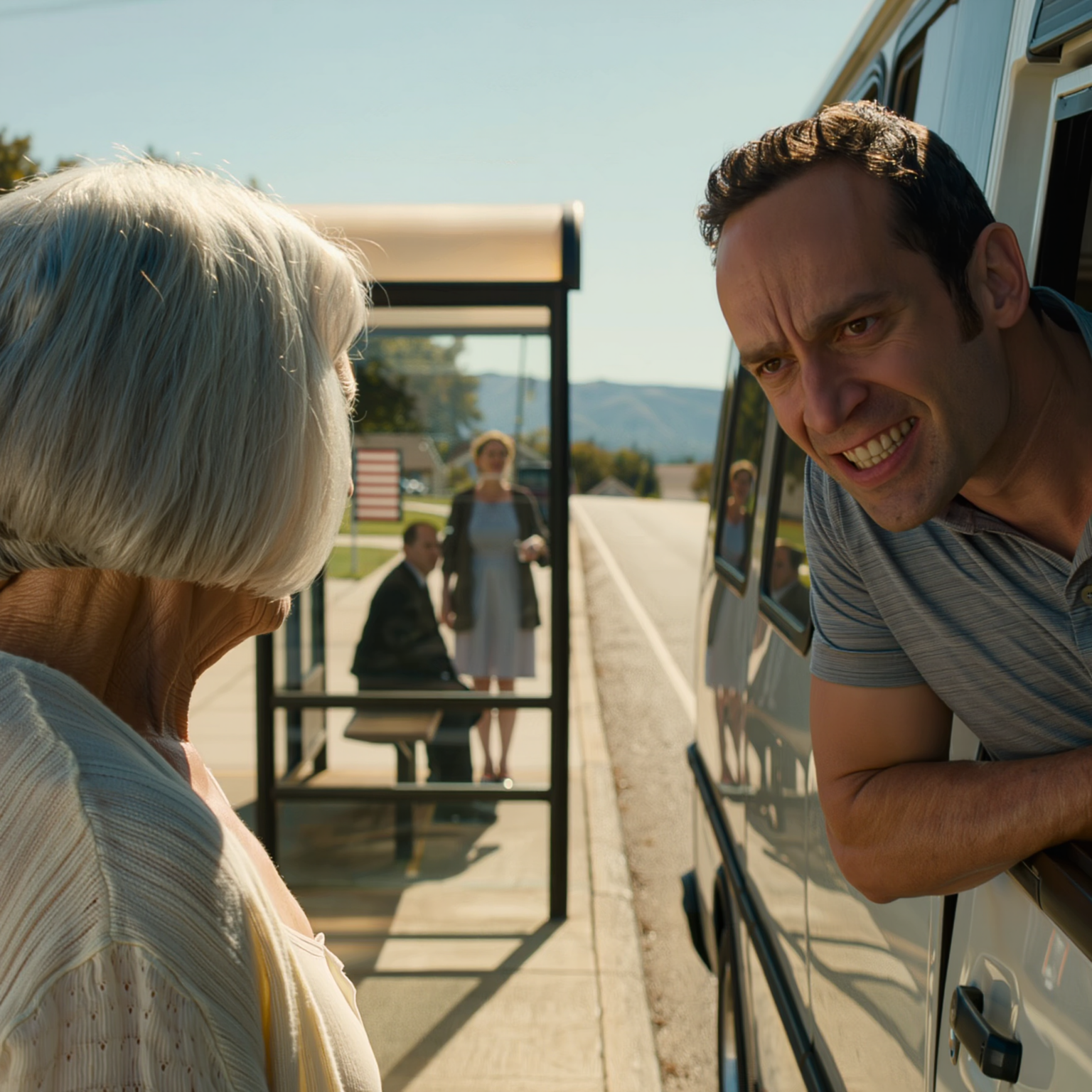 Efter att vi bråkade om att försätta mig i seniorlivet lämnade min son mig kallt vid en busshållplats i den brutala värmen, utan pengar, ingen plånbok och en döende telefon. Men den blinde som satt bredvid mig lutade sig in och sa en mening, och samma kväll var min son den som inte längre kunde behålla lugnet.