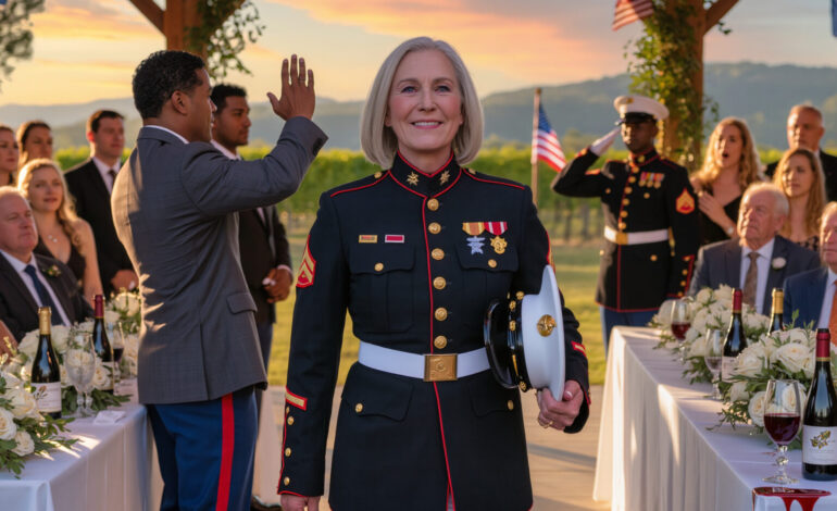 “Min familj sa åt mig att inte bära min uniform på min brors bröllop. ‘Soldater är pinsamma.’ Men jag gick in iklädd min helklänningsuniform — två stjärnor på mina axlar, officersmössa i handen. Alla 120 gäster vände sig om för att titta på mig. Sedan reste sig 20 marinsoldater: ‘General på däck!’ Min familjs ansikten förändrades omedelbart.”