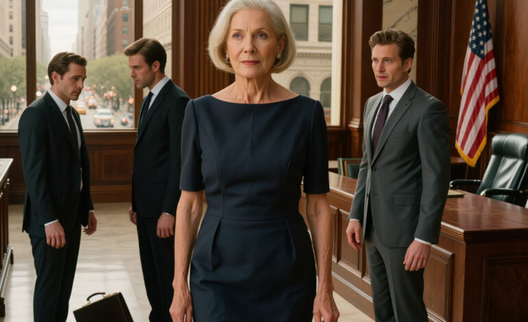 “Hon är bara en outbildad hemmafru,” min mans styvson skrattade och pekade till och med rakt på mig mitt i rättssalen. Han hade ingen aning om att min man hade lämnat hela sitt imperium till mig. Han anlitade en av stadens mest kända advokater, övertygad om att jag lätt skulle pressas in i en förlorande position. Men i samma ögonblick som jag gick in i rättssalen frös mannen plötsligt, hans ansikte blev blekt innan han sänkte huvudet och viskade, “Det är verkligen du…”