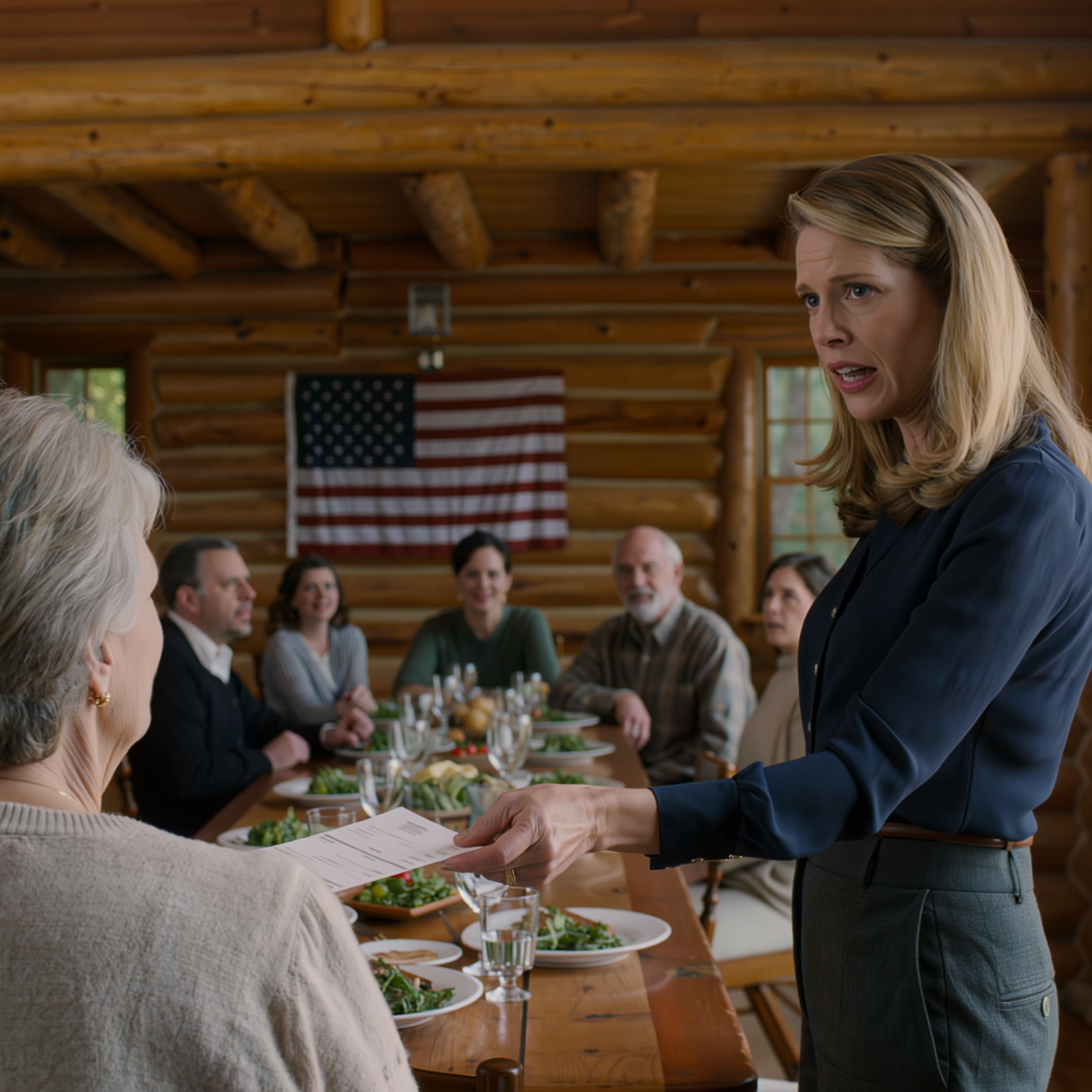 På mors dag förvandlade min dotter vår stugsamling till en offentlig rättegång: hon läste en sedel på 500 000 dollar högt inför 40 släktingar, kallade det “kostnaden för att ta hand om någon värdelös” — Jag lät henne avsluta föreställningen, satte en gammal mapp på bordet, och det var ögonblicket som några ansikten i rummet ändrade färg eftersom de visste att det fanns något där ingen skulle bortförklara.