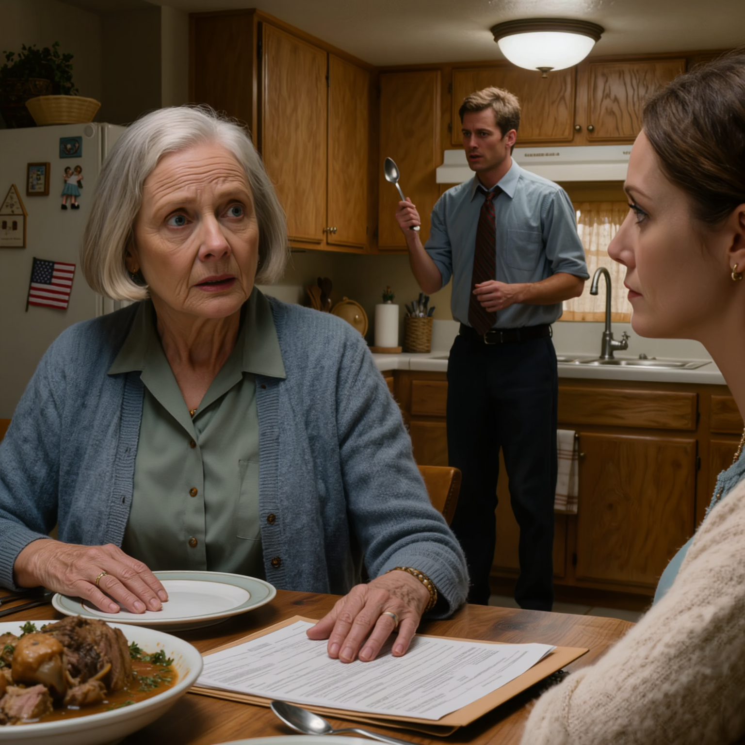 De lade mina saker i en låda precis på köksbordet, sa min svärdotter väldigt lätt medan han diskade, “Skriv bara på husets transferpapper så att det blir lugnare senare,” min son satt där och vände på sin kaffekopp utan tittar på mig en gång, och nästa morgon, samtalet jag ringde var det första som fick hela huset att bli tyst på ett annat sätt.