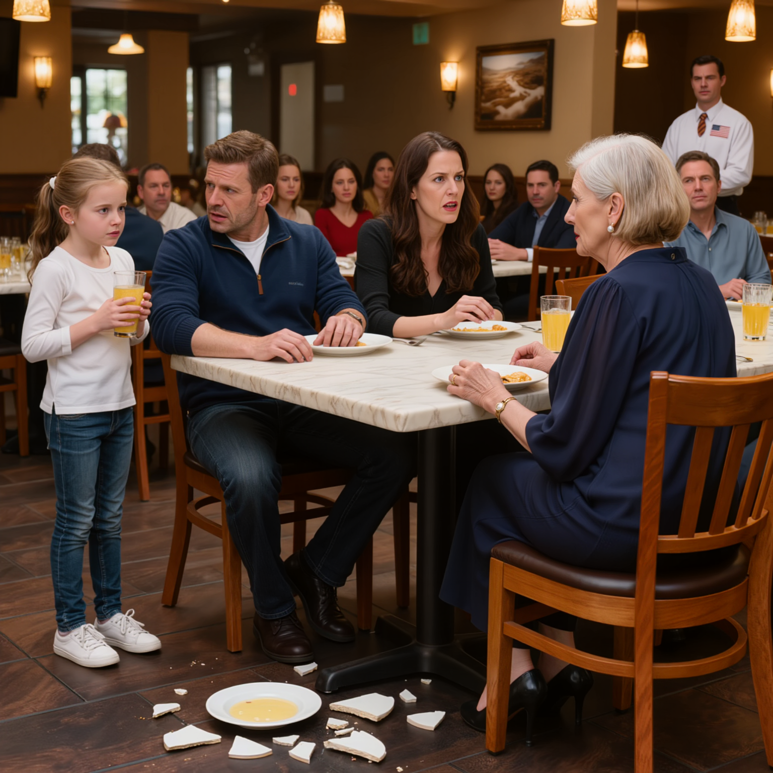 “Witch, you shouldn’t be here” — my daughter-in-law screamed that as she knocked my dinner plate onto the floor in the middle of a packed restaurant, the whole room turned to stare, my son just kept his head down in silence, and I left the table with both hands shaking — by Monday morning, when the lawyer started knocking, they knew they had picked the wrong woman.