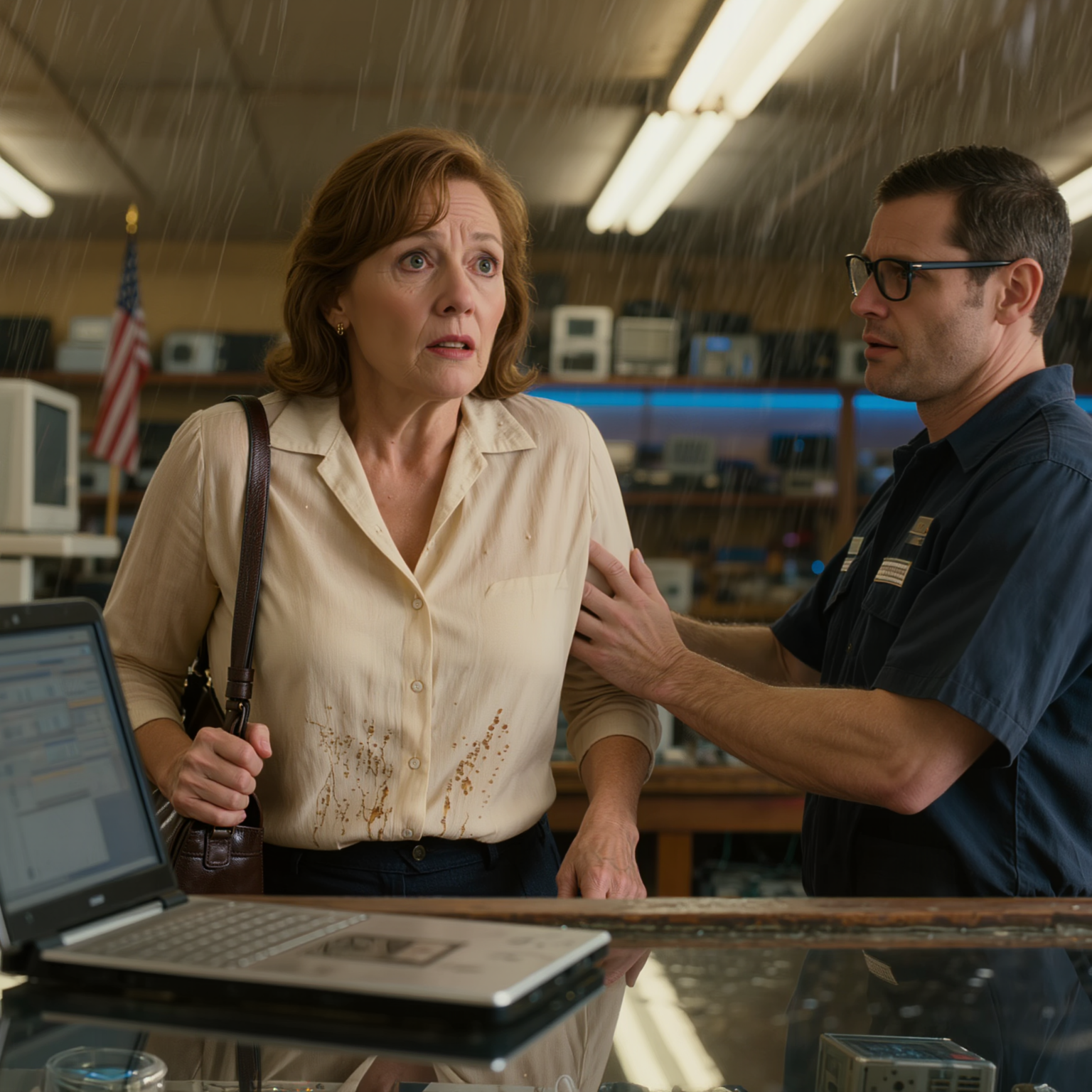 Jag tog bara in min sons gamla bärbara dator för att få skärmen utbytt, men i samma ögonblick som den fixades drog teknikern mig in i hörnet av butiken, blek som ett lakan, och viskade, “Avbryt dina kort, byt varje lösenord, och gå inte hem ännu” — Jag trodde fortfarande att det måste vara arbetsfiler tills han vände skärmen mot mig och jag insåg att någon i mitt hus hade gått för långt