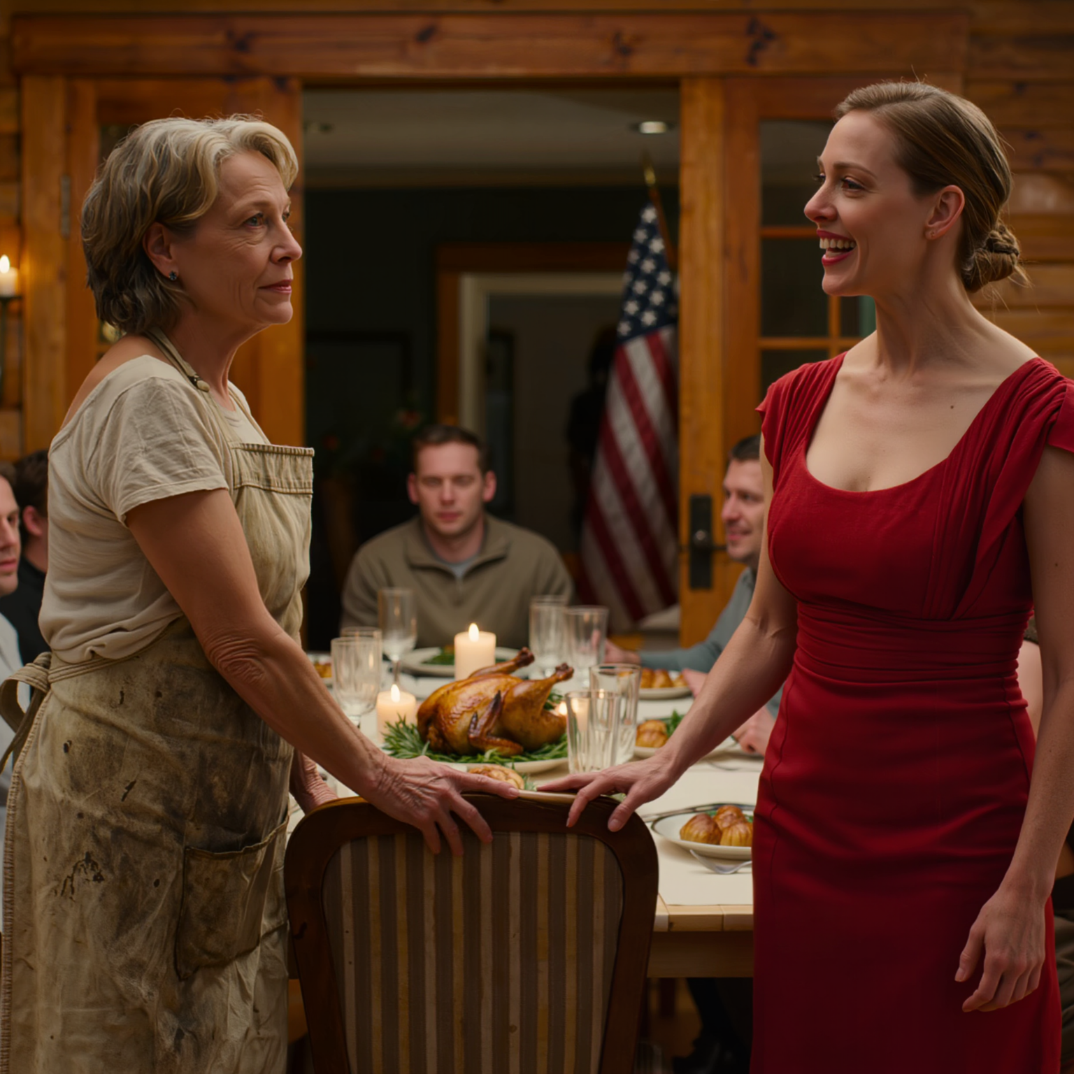 “Gå härifrån. Du var inte inbjuden,” min svärdotter sa att i samma ögonblick som jag försökte sätta mig vid födelsedagsbordet hade jag själv varit uppe sedan fem på morgonen för att förbereda mig i mitt eget hem i Vermont, medan min son höll huvudet nere framför gästerna; men när jag tyst reste mig upp, gick till dörren och pausade för exakt ett slag, hela rummet förstod plötsligt att natten inte skulle sluta som de trodde