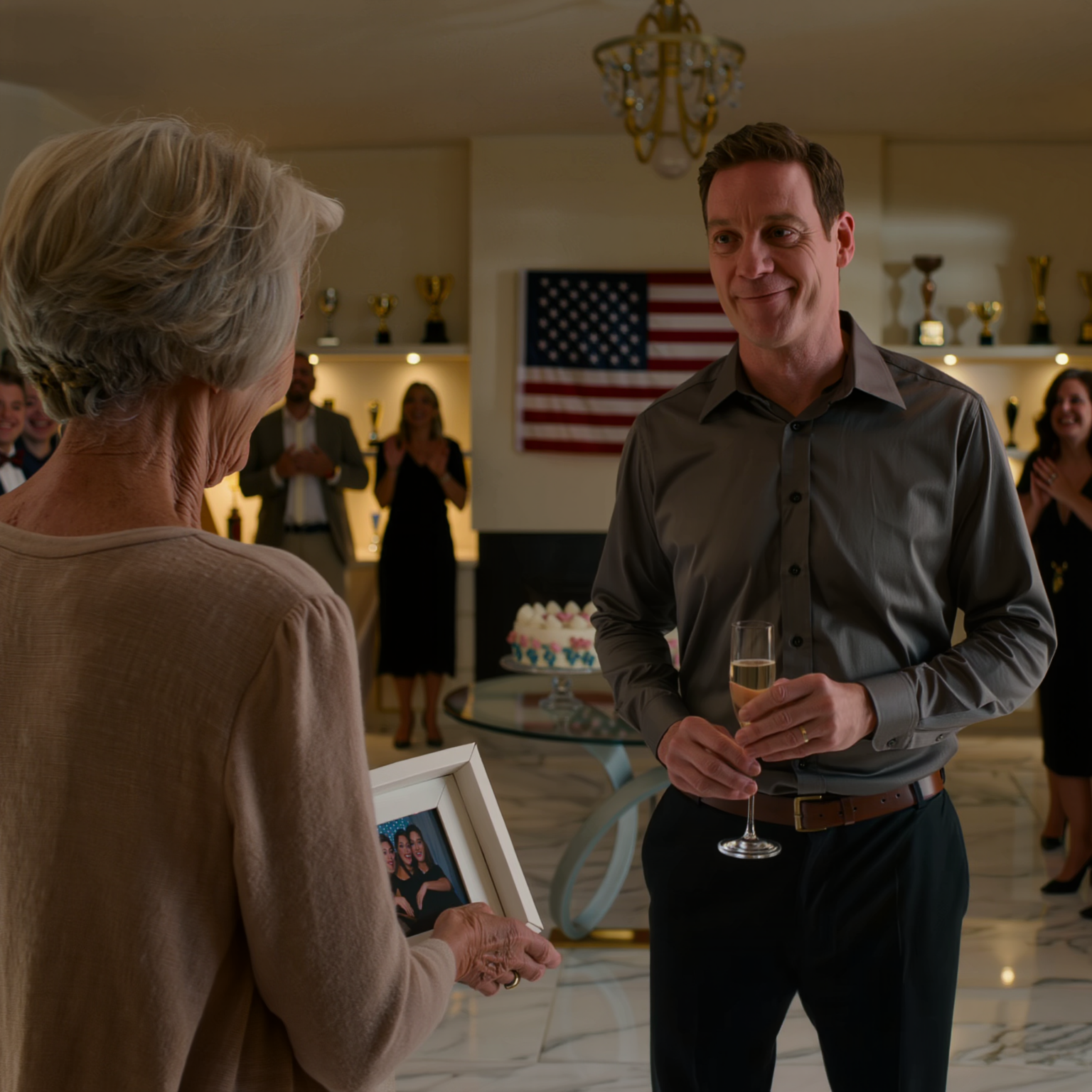 “Ärligt talat, den bästa presenten du kan ta med är att äntligen sparka i hinken, mamma.” Han höjde sitt glas och sa att inför sina vänner, medan min svärdotter applåderade i husets starkt upplysta kök hade jag hjälpt till att betala för—. Jag grät inte, bråkade inte, jag satte bara kakan ner och gick därifrån, och nästa morgon var det min tystnad som började skaka hela deras hushåll.