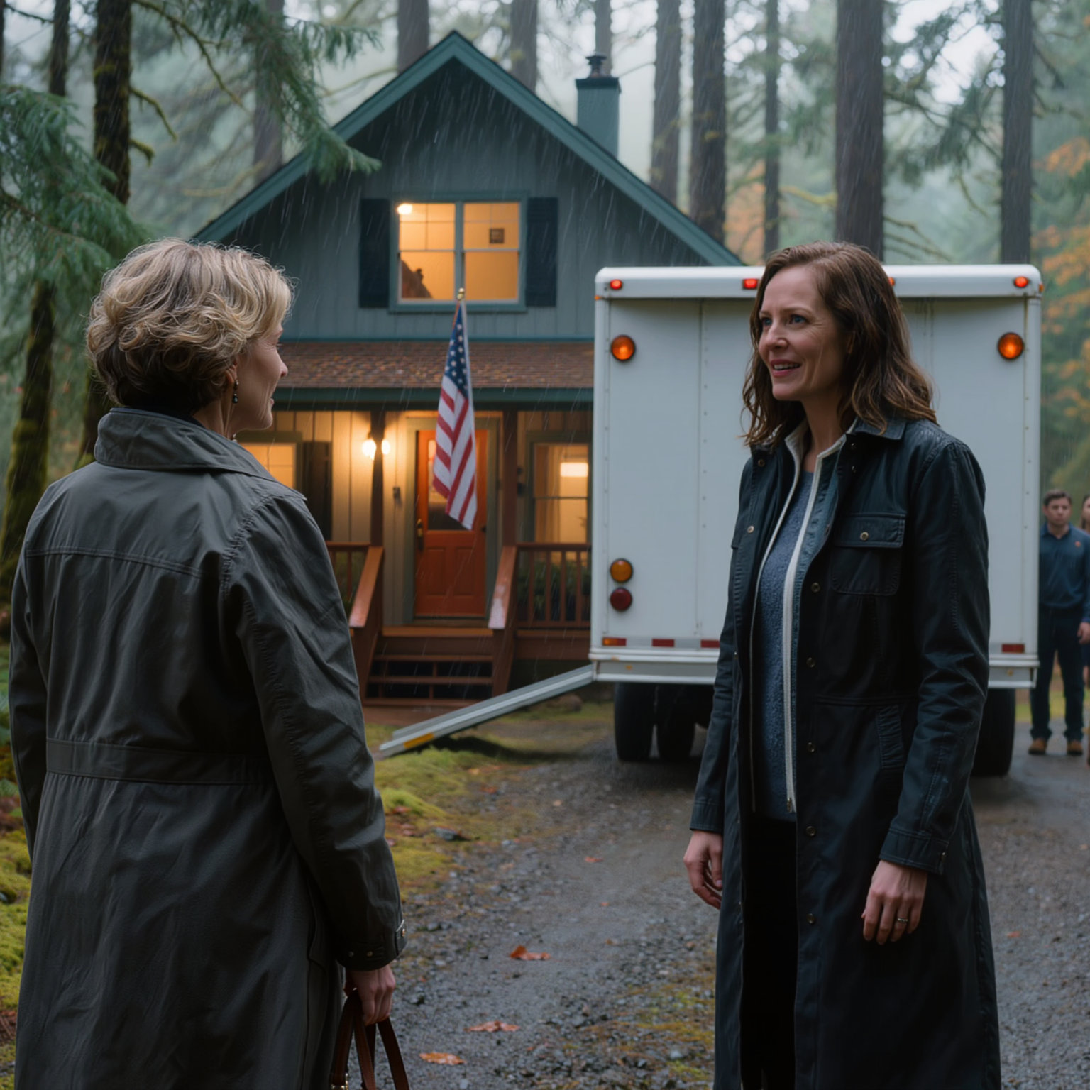 Efter en lång vecka i Seattle körde jag tillbaka till Cedar Haven genom det kalla Pacific Northwest-regnet och frös sedan när jag såg min son och svärdotter rensa ut hemmet jag byggde med mina egna händer, men jag kom inte ut ur bilen, jag gled tyst in handen i handväskan