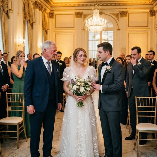 On my wedding day, my father was stunned when he saw the bruises on my face. “My dear daughter… who did this to you?” he asked, his voice trembling. My fiancé just laughed. “Just teaching her a lesson in our family.” The atmosphere froze. Then my father turned back, cold as steel. “This wedding is over,” and so is your family.