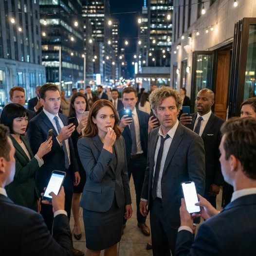 My husband thought it was funny to SLAP my mouth in front of his coworkers after I made a harmless joke. The room went silent. He leaned in and hissed, “Know your place.” I smiled slowly, wiped the blood from my lip, and said, “You just slapped the wrong woman.” What he didn’t know was that every phone in that room had just captured the moment his career died.