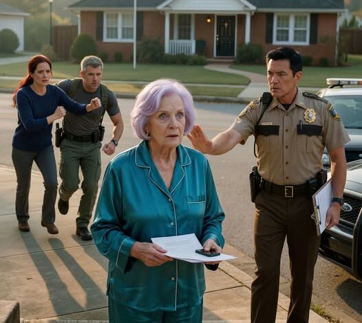 Klockan 06.30 stod en vicesheriff vid min dörr med papper. Det var en “fastighetsorder,” med mitt namn tryckt på. Tvärs över gatan tittade min dotter och hennes man. Hon skrek, “Du borde ha skrivit på de där pappren tidigare.” Han tillade, “Packa ihop och lämna.” Jag bara log och ställde en fråga till ställföreträdaren, och hans ansikte förändrades…