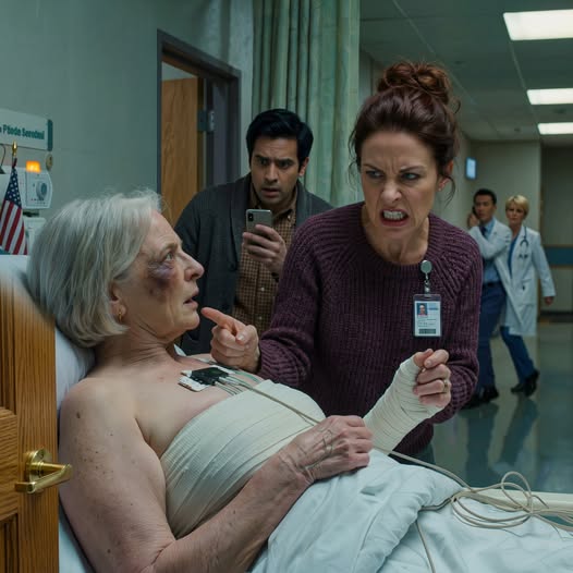 I mitt sjukhusrum drog min dotter i monitorsladden och sa: “Om du precis hade skrivit under dessa papper, skulle inget av detta ha hänt.” Men doktorn utanför hörde allt. Hon gick in och sa, “Du går ingenstans—de är på väg.” Min dotter blev blek. Tio minuter senare…