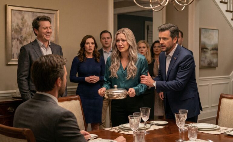 My mother had just died, and when I told my husband I needed to leave, he laughed in my face. ‘Your mother died? So what? Serve my guests.’ I stood there shaking, serving dinner through tears—until his boss took my hand and asked, ‘Why are you crying?’ The moment I told him the truth, the entire room changed… and my husband had no idea his life was about to fall apart.