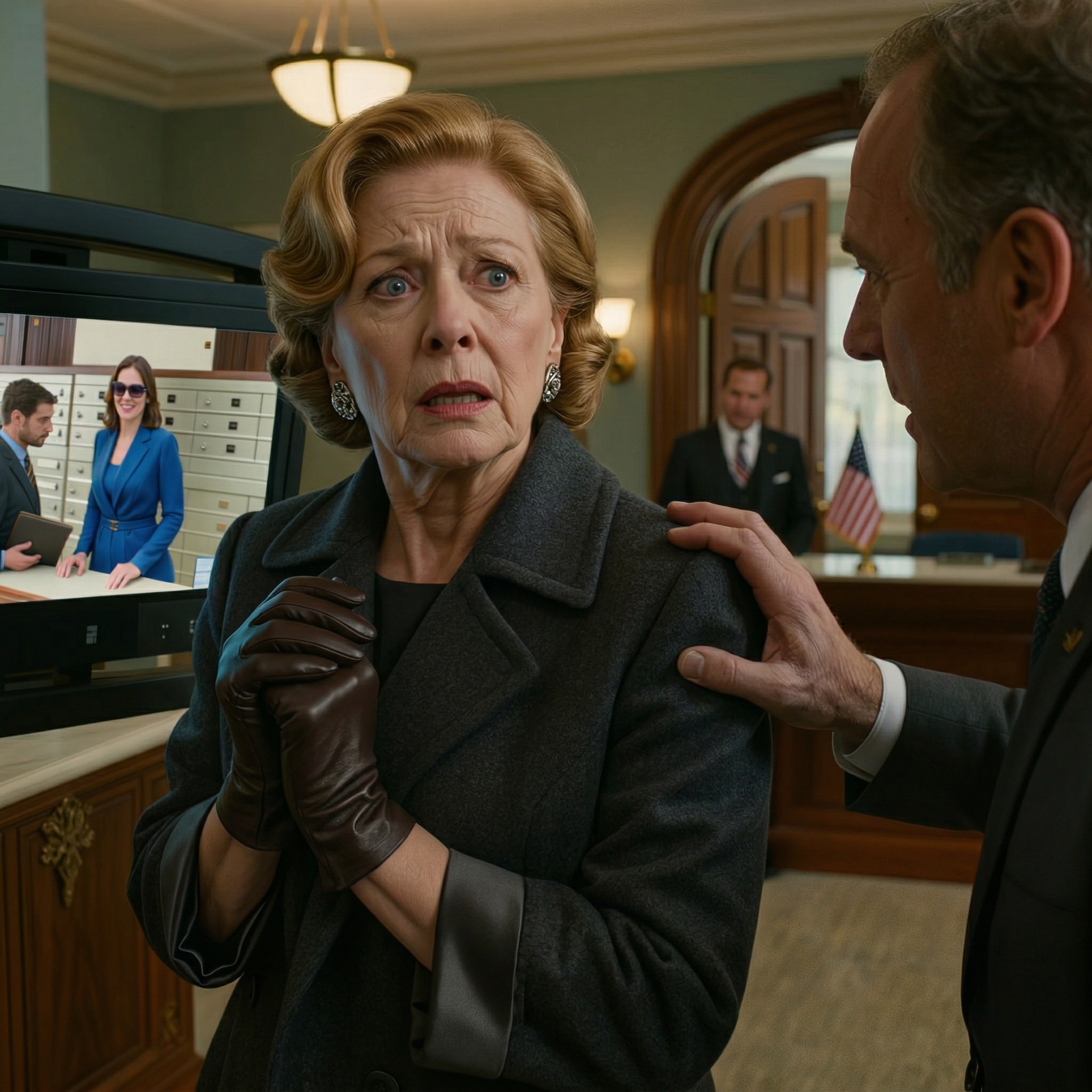 Jag öppnade äntligen min bortgångne mans värdeskåp och förväntade mig bara ett testamente och försäkringspapper, men bankchefen blev blek och darrade när han svängde säkerhetsvakten mot mig — Vanessa stod utanför valvrummet två dagar tidigare, och personen bredvid henne fick mig att inse att de hade gjort ett mycket stort misstag genom att tro att jag skulle komma för sent,