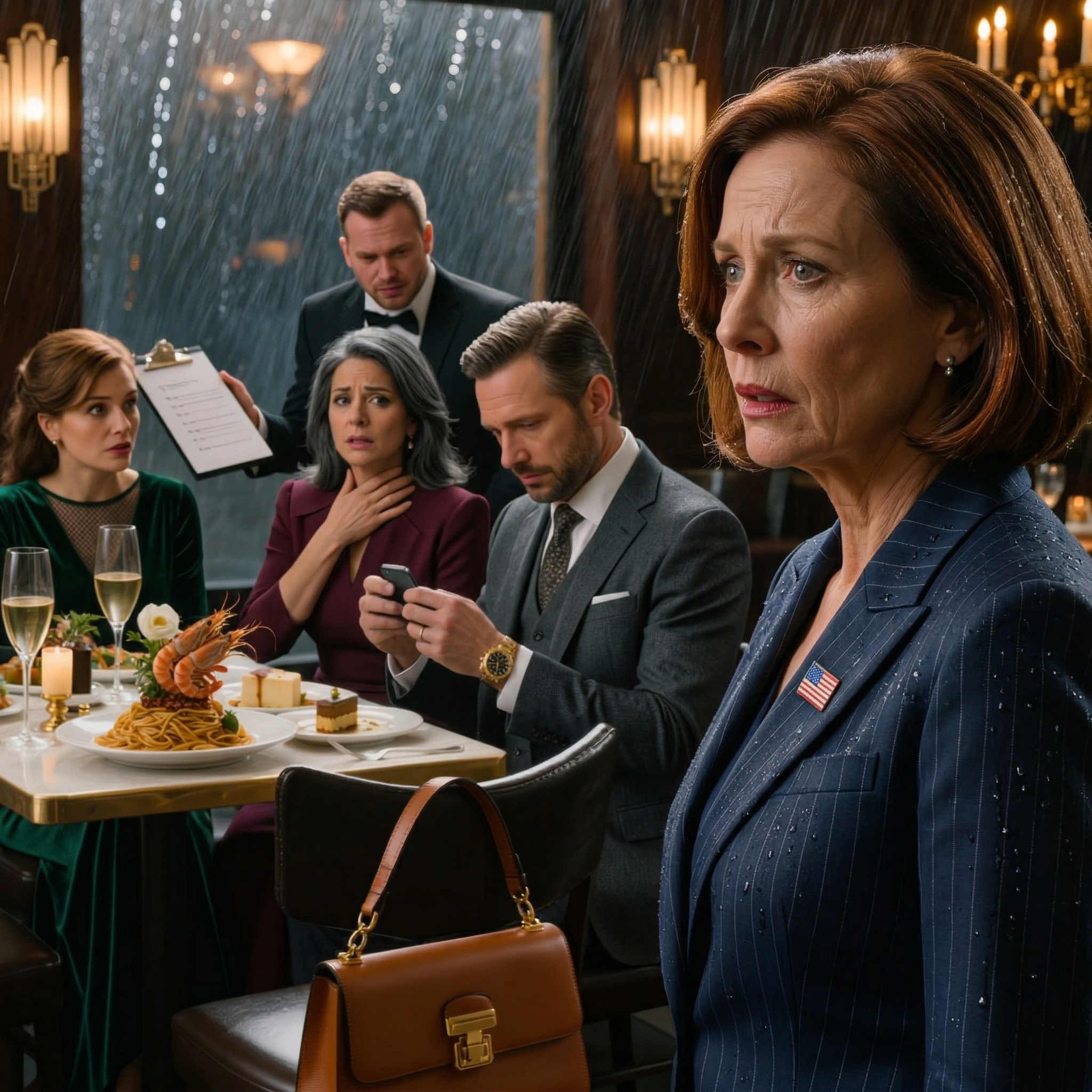 Min dotter sms:ade för att ställa in middagen samma morgon, men när jag gick in i bistron mitt i ett lätt duggregn såg jag henne sitta vid ett bord med levande ljus med sin man och svärföräldrar, champagne redan hälld, mat som täckte bordet, och servern leende som han sa, “Lägg den bara på din flik som vanligt” — Jag gick inte över, Jag gjorde bara en sak rätt när checken var på väg att träffa bordet.