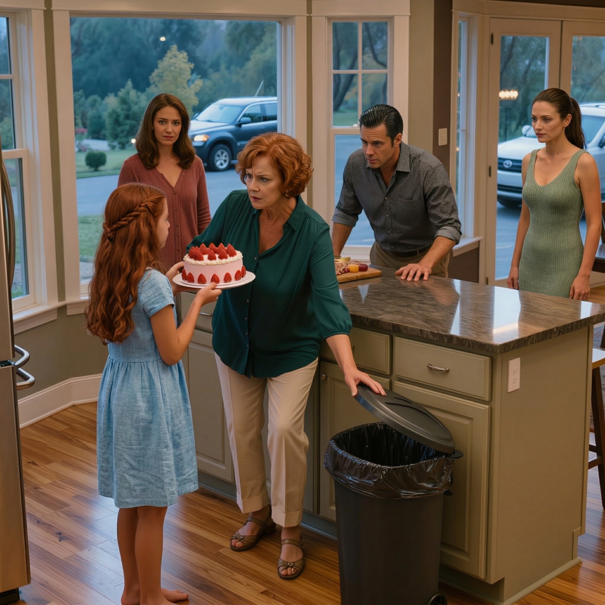 Min 14-åriga dotter tillbringade tre dagar med att göra en födelsedagstårta till mostern hon avgudade, och min svärmor kastade den i papperskorgen framför hela familjen som om mitt barns vänlighet inte betydde något—, men när min man äntligen reste sig upp och pratade med sin syster och sina föräldrar blev rummet tyst, för efter år av att skydda fel människor var han klar med att låta dem skada vår dotter och fortfarande förvänta sig att han skulle bära dem.