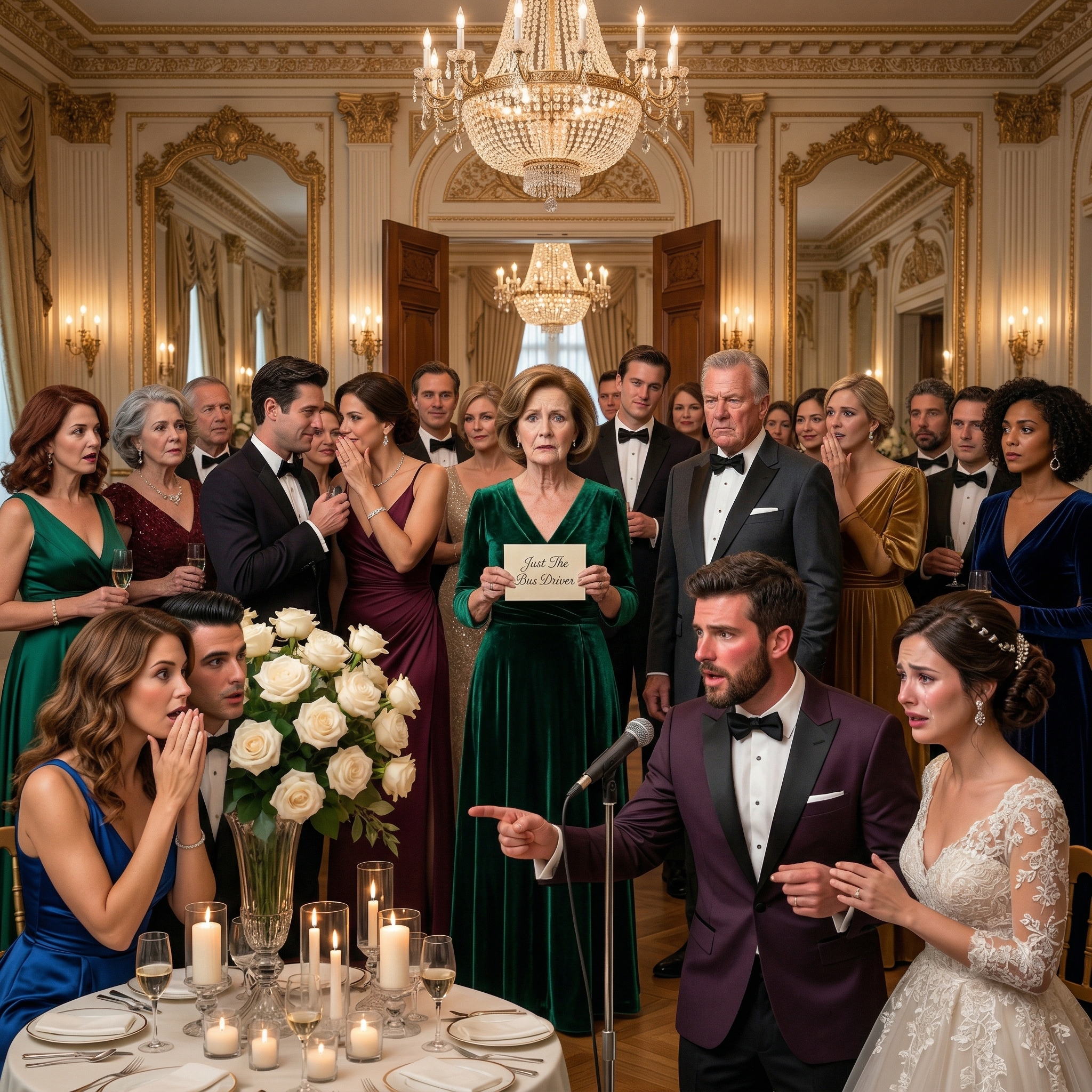 I Attended My Son’s Luxury Wedding After Raising Him Alone As A Bus Driver, But My Seat Card Said: Just The Bus Driver. The Bride’s Rich Family Started Laughing At Me, Then My Son Took The Mic And The Whole Room Went Silent, The Bride’s Father Didn’t Expect This..