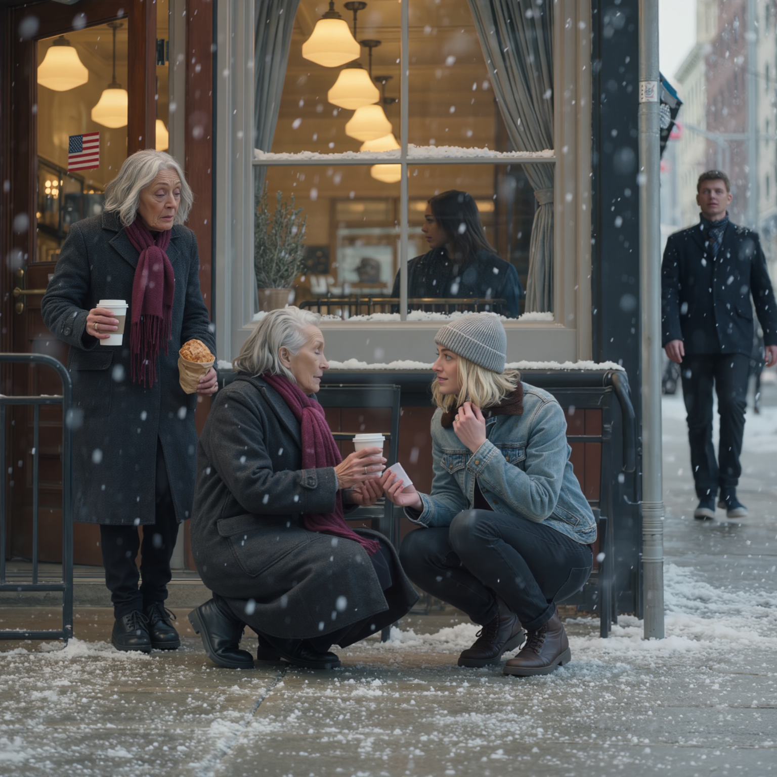 Min son sa till mig att jag inte var välkommen på hans julmiddag eftersom min svärdotters “välanslutna” familj skulle känna sig besvärlig runt en kvinna som jag, så jag åkte två bussar med en burk pepparkakor och stod på hans veranda i december cold— sedan nästa dag, med mina sista $10, Jag köpte kaffe till en huttrande kvinna utanför ett café, och hon gav mig en lapp som fick andan att stanna i samma ögonblick som jag vecklade ut den…