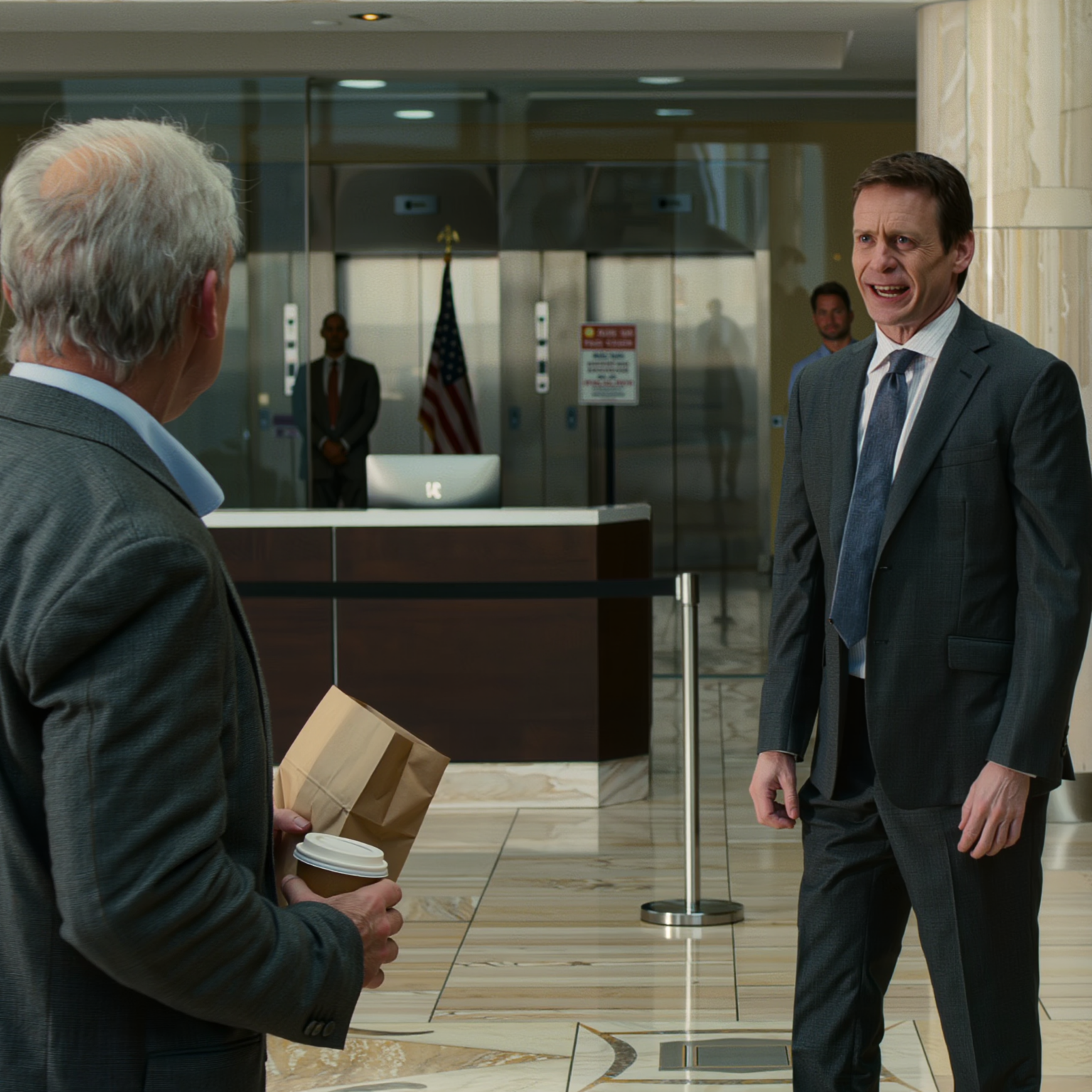 Jag bestämde mig för att komma förbi företaget där min fru arbetade som VD för att ta med henne kaffe. Precis under skylten “Authorized Personal Only”, när jag sa att jag var VD:ns man, skrattade säkerhetsvakten och sa, “Sir, jag träffar hennes man varje dag. Han gick bara ut.” Så jag bestämde mig för att spela med…