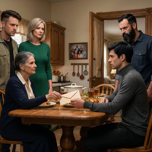 My Son Used His Own Boy’s Graduation Party to Bring a Lawyer for My 81-Year-Old Mother, But the moment she slid a cream envelope across the Sunday dinner table and said, “Open it, sweetheart,” every careful smile in that room began to crack—because the woman they treated like a frail old woman had already seen the leather folder, read the plan, and moved three steps ahead.