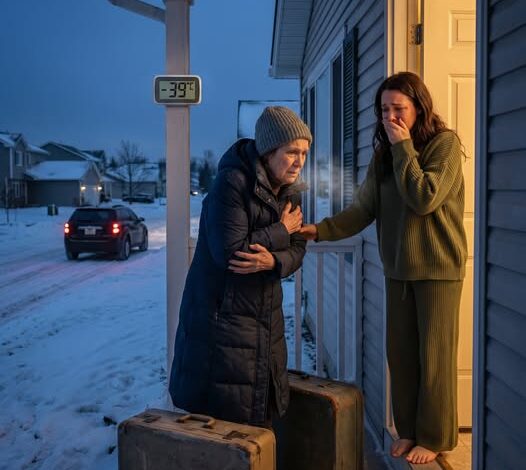 I opened my door at 5:30 a.m. in -38°F, and there she was—my 78-year-old grandma, shaking beside two suitcases while my parents’ SUV disappeared into the dark. “Sorry to bother you, sweetheart,” she whispered. I should’ve broken down. Instead, I made one call. Two weeks later, they were outside my house screaming, “Open this door right now!” They thought dumping her was the end of it. They were wrong.