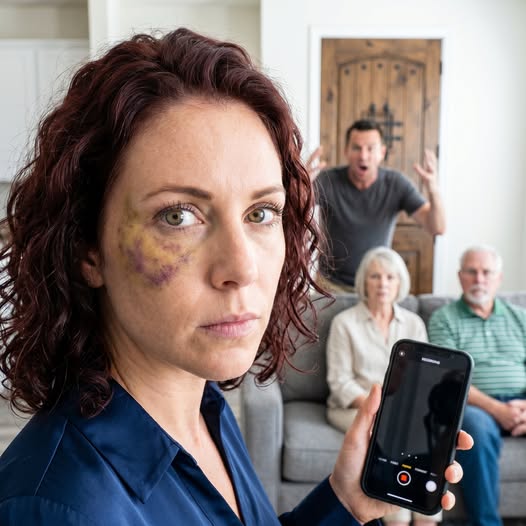 Mina föräldrar såg det lila blomma på min kind, justerade sina rockar och gick ut utan ett ord. Marks skratt skar igenom tystnaden som ett taggigt blad. “Även de vet att du är problemet, Sarah,” hånade han. Jag ryckte inte till. Jag knackade bara på skärmen. “Tror du att juryn håller med, Mark?” Viskade jag. När inspelningen av hans ilska fyllde rummet jämrade sig den första sirenen utanför. Var jag äntligen säker—or hade jag precis startat ett krig?