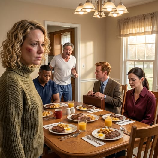 My husband hit me when I found out he was cheating. The next morning, when he woke up to the smell of his favorite meat, he said, ‘So you know you were wrong, huh?’. But when he saw who was sitting at the table, he screamed in panic.