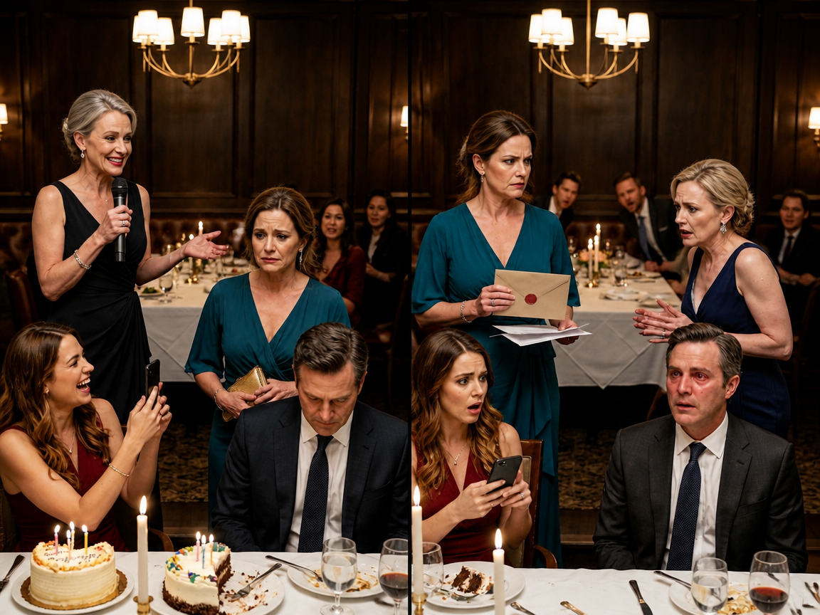 Tijdens mijn dertigste verjaardagsdiner kondigde mijn moeder aan: “Tijd voor de waarheid: je hoorde nooit echt bij dit gezin. We hebben je geadopteerd vanwege de belastingvoordelen.” Mijn zus lachte. Mijn vader zei niets. Ik stond op, haalde een envelop tevoorschijn en zei: “Grappig. Ik heb ook een paar waarheden te vertellen.” Wat ik vervolgens onthulde, zorgde ervoor dat mijn moeder haar eigen huis verliet.