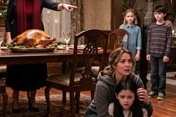 Toen mijn moeder mijn dochter van het Thanksgiving-diner weggooide, verbraken vijf woorden eindelijk de wreedste leugen van ons gezin.