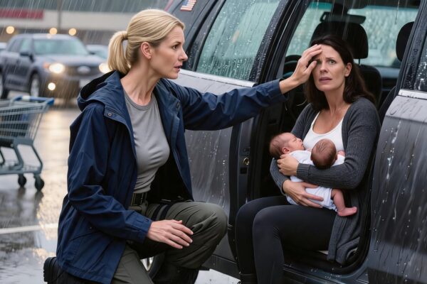 ‘Laat die baby’s buiten staan,’ zei mijn vader vanuit de deuropening, terwijl mijn zus in de storm stond met haar pasgeboren tweeling in haar armen. Ze had onze ouders net verteld dat ze ging scheiden van de man die haar had bedrogen, en zij vonden haar schaamte belangrijker dan twee baby’s in de regen. Toen ik haar drie uur later vond, lag ze op een parkeerplaats met beslagen ramen, geen verwarming en een van de tweelingen brandde van de koorts. Ik heb die avond niet met mijn vader gediscussieerd. Ik heb mijn moeder niet gesmeekt om te onthouden dat ze kleindochters had. Ik bracht mijn zus naar het ziekenhuis en begon alles te bewaren. De berichten. De bedreigingen. De beelden van de bewakingscamera van de buren. Toen, op het afscheidsgala van mijn vader, terwijl hij voor agenten, kerkvrienden en donateurs stond te praten over eer, liep ik naar het scherm en drukte op afspelen.