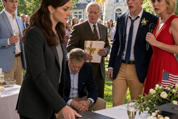 ‘Ga mijn huis uit,’ riep mijn broer op zijn eigen afstudeerfeest, luid genoeg zodat iedereen het kon horen. Mijn moeder stond naast hem, stralend als een koningin, klaar om hem de eigendomsakte te overhandigen van het ouderlijk huis waar ik tien jaar en 700.000 dollar voor had gespaard om het van een gedwongen verkoop te redden. Ze dachten dat ik de verbitterde zus was die van het feest was geweerd. Ze vergaten één ding: ik betaal nooit een hypotheek af zonder alle documenten te bewaren. Dus liep ik naar de microfoon, opende mijn aktetas en zei één zin die mijn moeder de akte deed vallen voordat iemand hem kon ondertekenen.